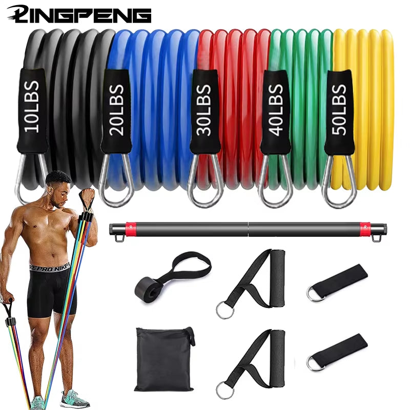 Fitness Resistance Rubber Band Yoga Elastic Band Upgrade Training Bar Set Pilates Training Exercise Fitness Equipment Pull Rope