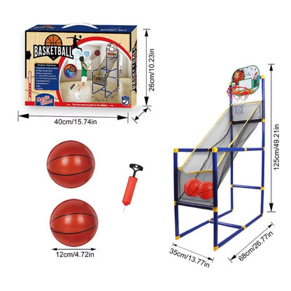 Sports Game Set Indoor Outdoor Basketball Stand Net Hoop Backboard Pump Game Set Basketball Training Toy for Children