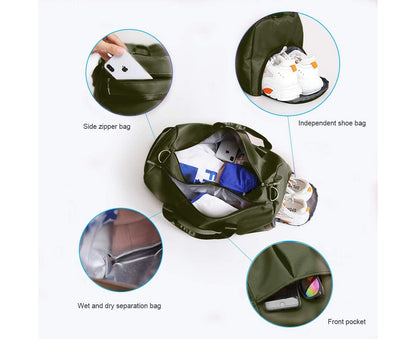 Sports Gym Bag with Shoe Bag Wet Bag Duffle Bag Waterproof Travel Bag