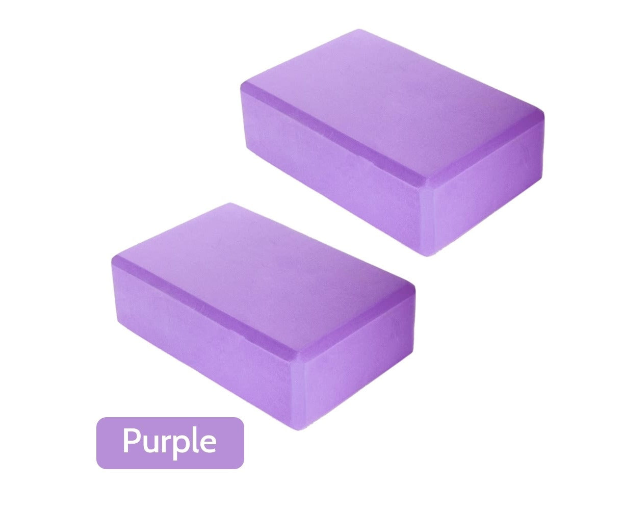 2PCS Yoga Block Brick Foaming Home Exercise Practice Fitness Gym Sport Tool -Purple