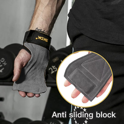 SKDK Gym Grips Palm Guards Cowhide Palm Protector Weightlifting Gymnastics Workout Gloves Grips Fitness Training Equipment