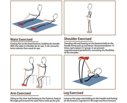 Multi-Function Tension Rope–4 Tube Resistance Bands with Handles