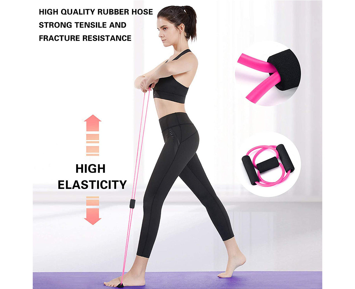 Pull Rope Band Chest Expander - Multifunction with Handle 8 Word Elastic Home Exercise Resistance Tube Bands for Home Gym Exercise Muscle Training Tubing P