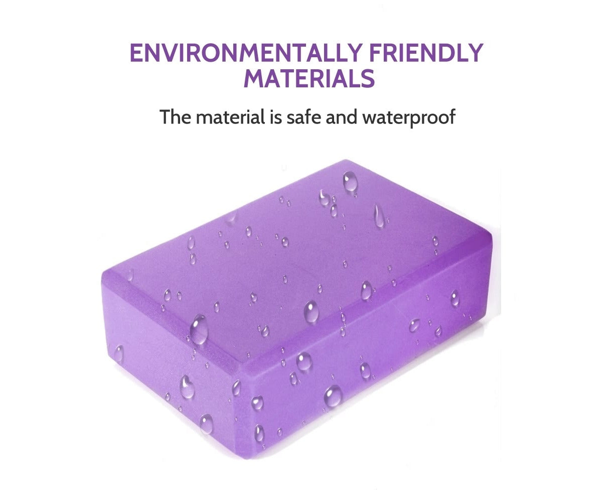 2PCS Yoga Block Brick Foaming Home Exercise Practice Fitness Gym Sport Tool -Purple