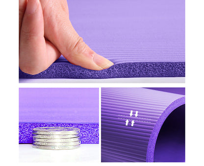 Purple NBR Yoga Mat Thick Pad Nonslip Exercise Fitness Pilate Gym Durable 15Mm