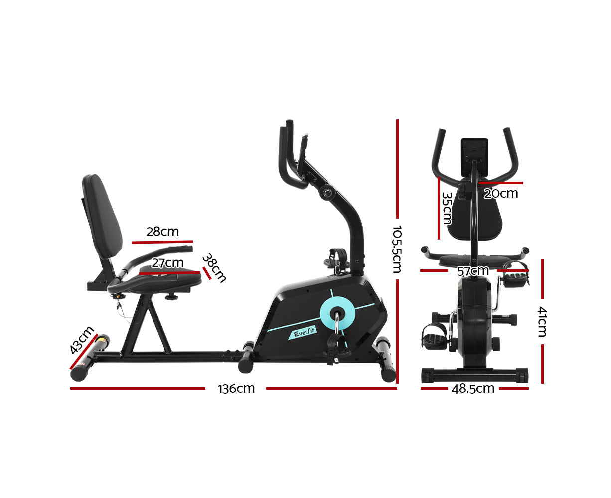 Exercise Bike Magnetic Recumbent Indoor Cycling Home Gym Cardio 120Kg